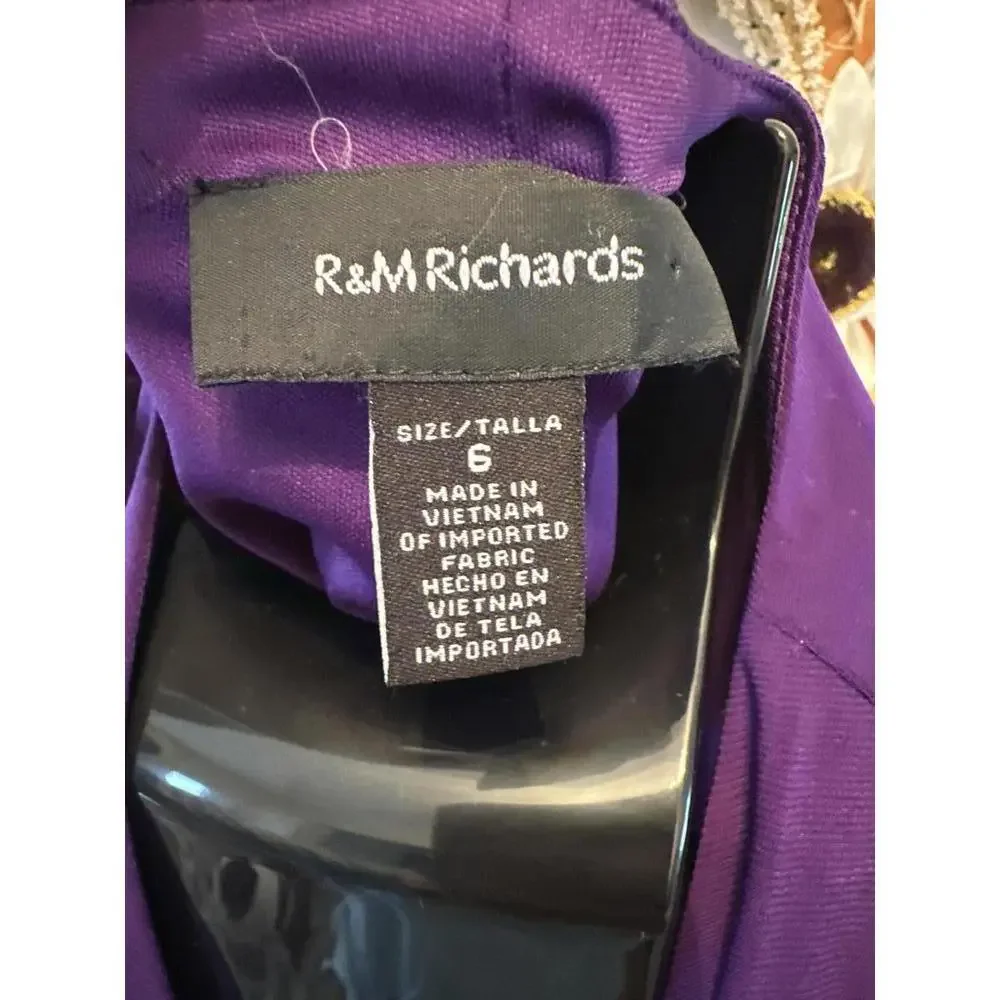 R M Richards Purple Sleeveless Dress Womens Size 6 - Picture 3 of 5